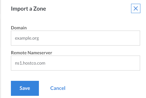 This page lets you import a domain zone.