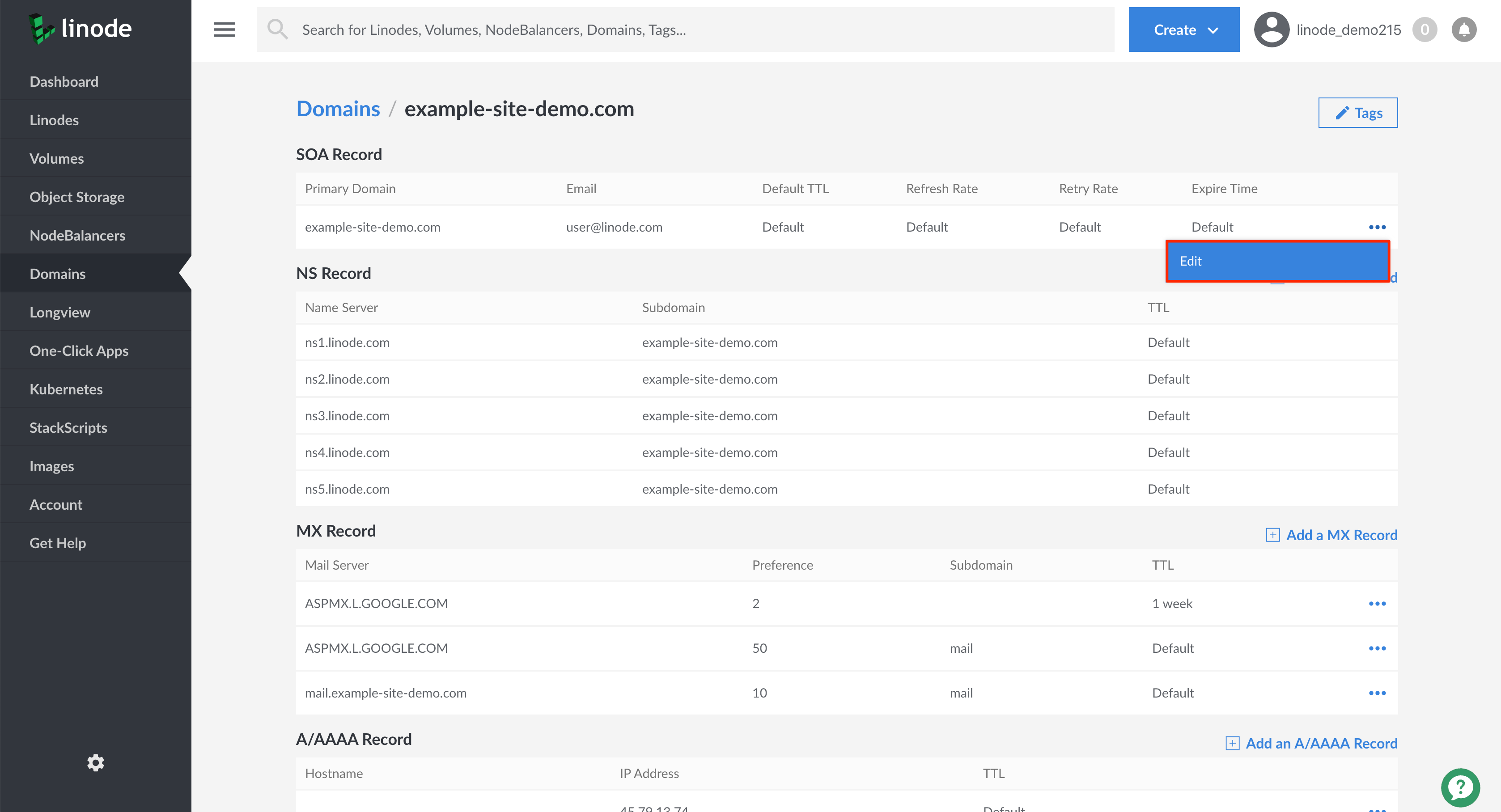 Edit your SOA records Edit SOA records