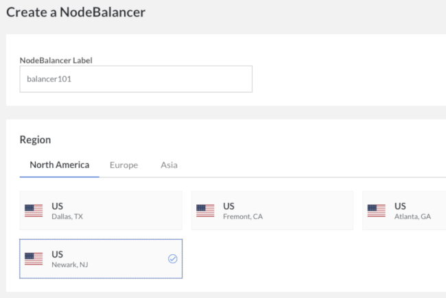 The NodeBalancer creation screen. The NodeBalancer creation screen.