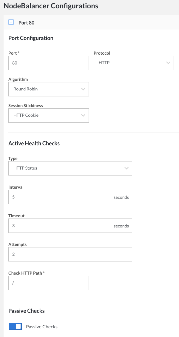 Adding a port configuration to a NodeBalancer Adding a port configuration to a NodeBalancer.