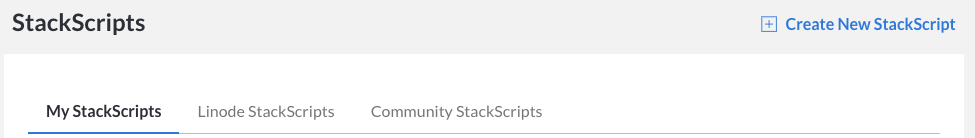 Create new StackScripts button.