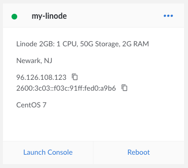 IP address from the Linodes page